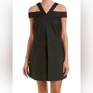 NWT Laundry by Shelli Segal Black Asymmetrical off the shoulder Dress Sz 4